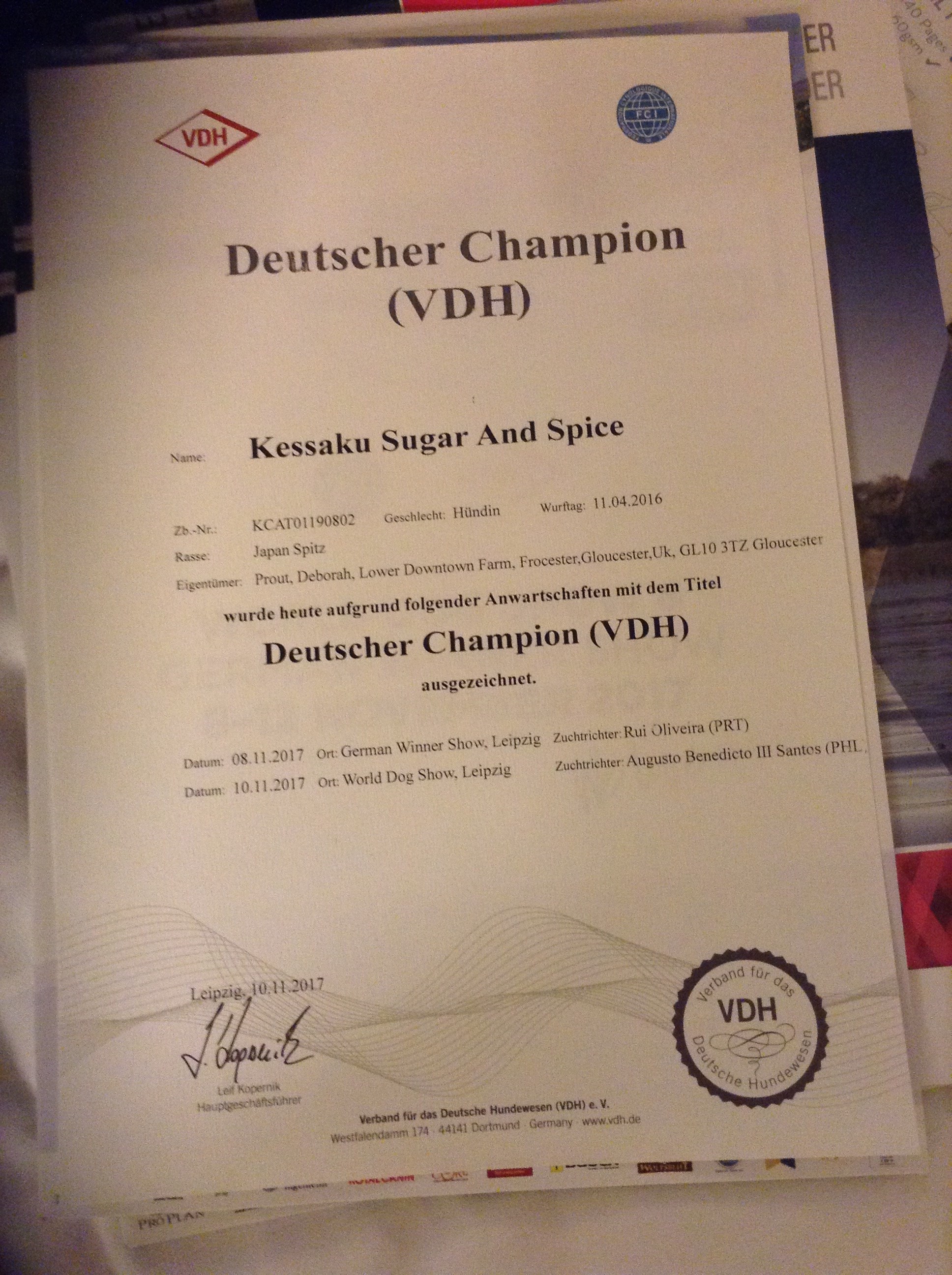 german champion cert